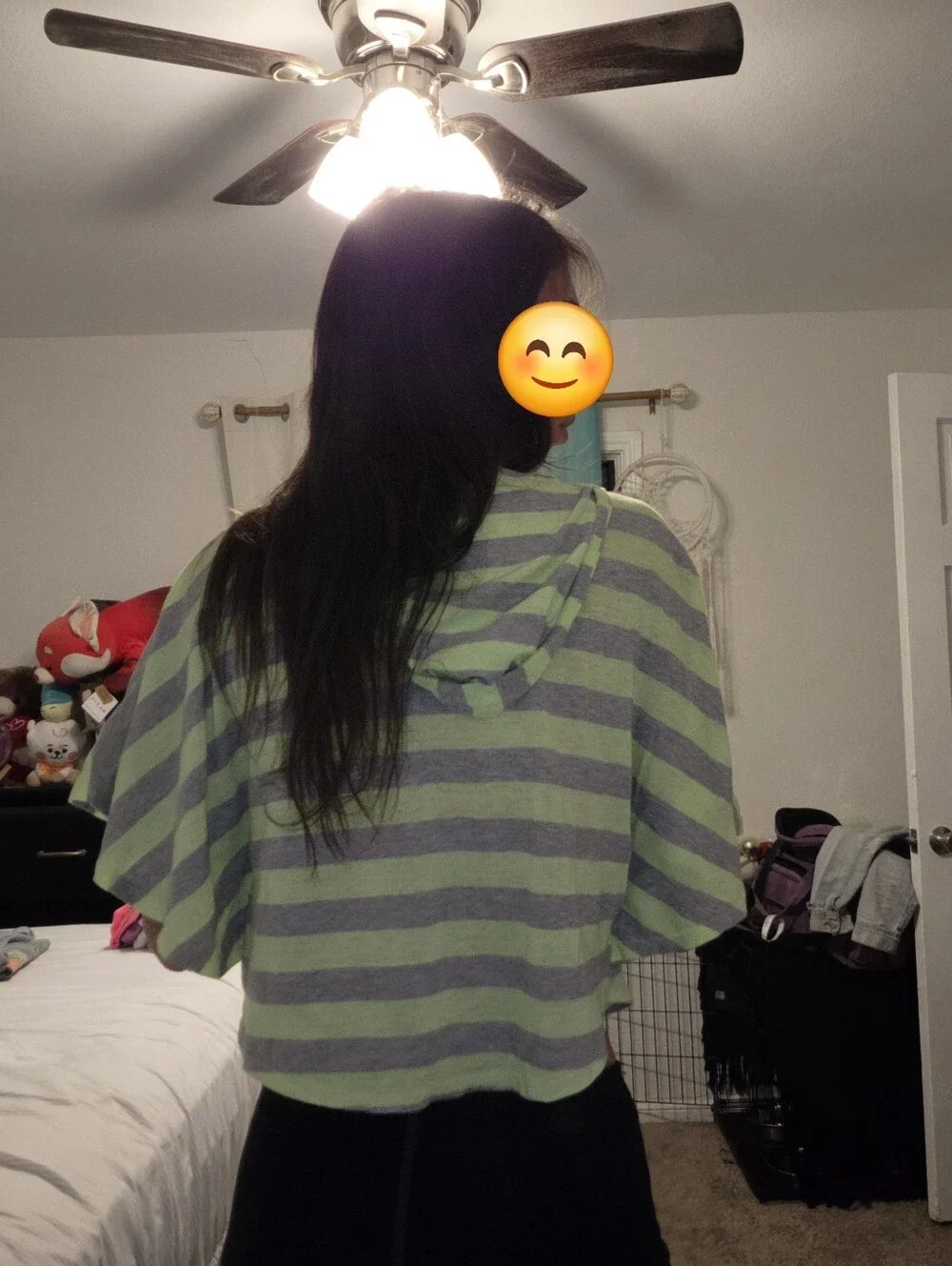 Green Striped Crop Top